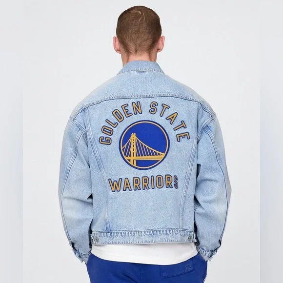 GAP x NBA Denim Golden State Warriors Jacket - Picture 2 of 6